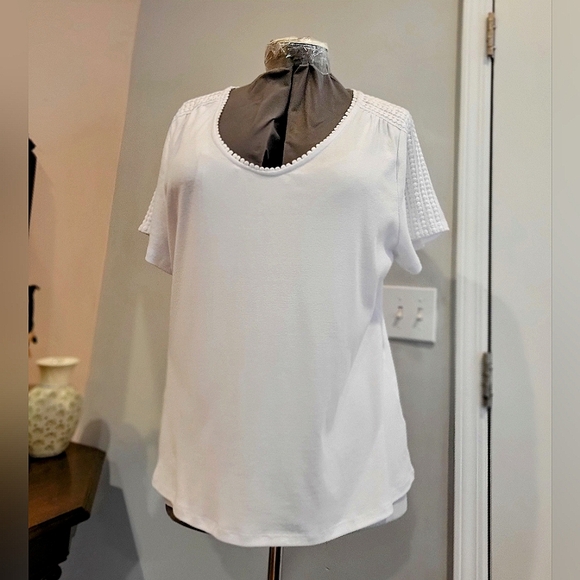 NWT 2X Rafaella White 100% Cotton Knit Top - Picture 13 of 13